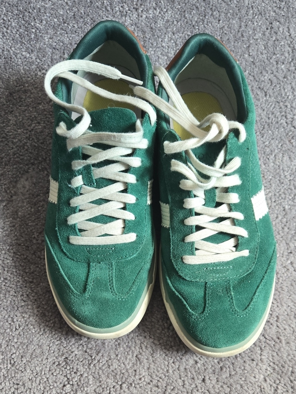 Women's Green Suede Lace-Up Sneakers, 10M